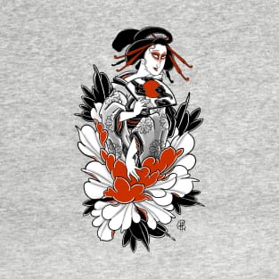 Geisha And Peony T-Shirt